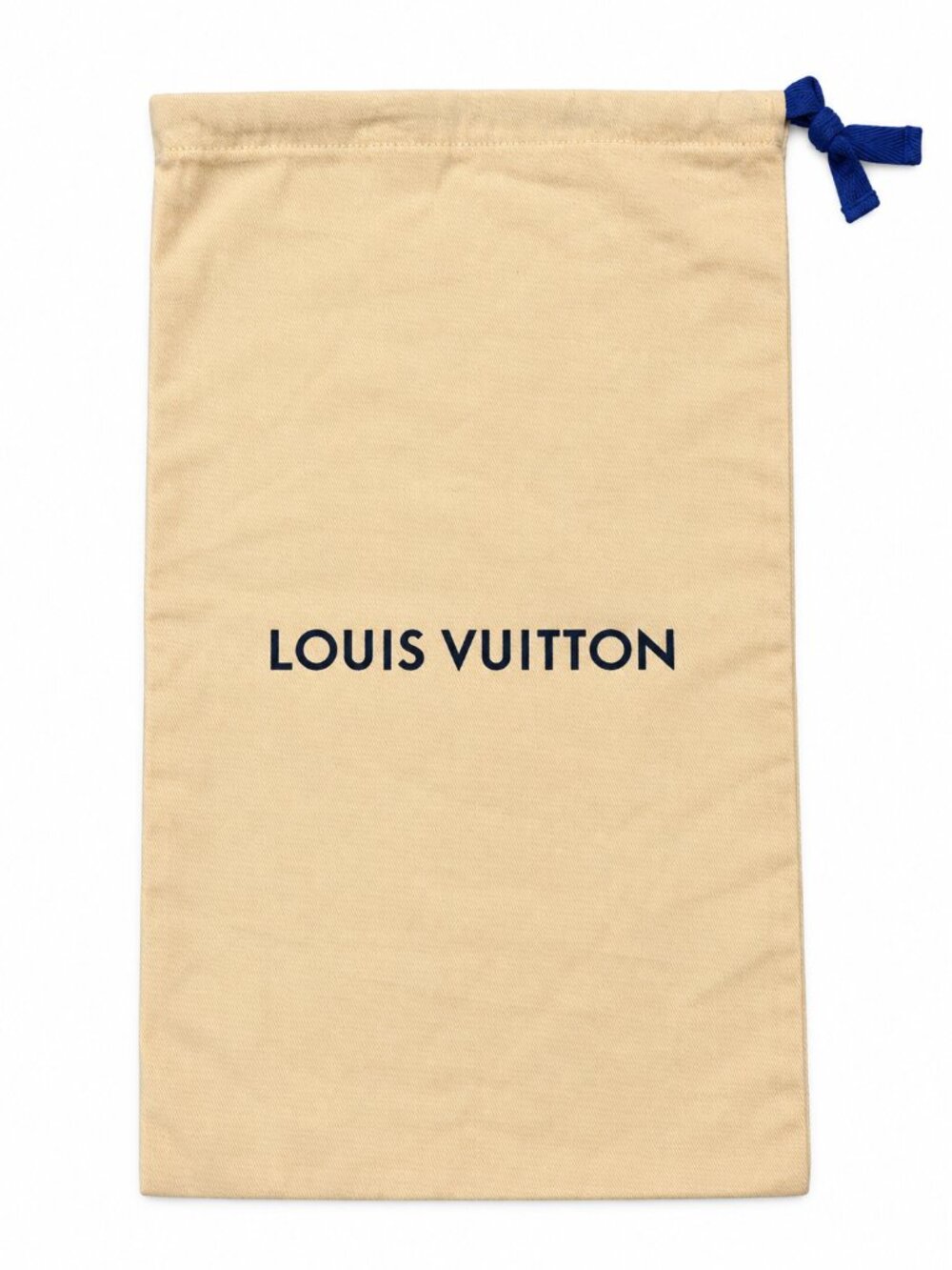 Louis Vuitton Beige Drawstring Dust Bag Storage Cover Blue Cord 15.5" x 9"